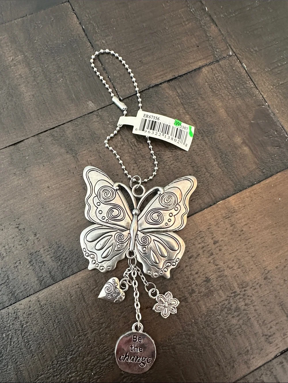 GANZ Silver-Tone Butterfly Keychain with Charms